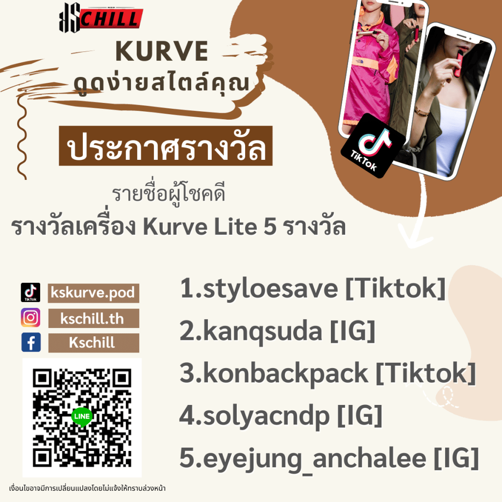 ยินดีกับผู้ชนะกิจกรรม Kurve กิจกรรมดีดีมีที่นี่เลย พร้อมโปรโมชั่นสุดพิเศษ ส่วนลดมากมาย